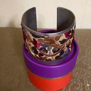 Kate Spade New York Embroidered Floral Metal Cuff Bracelet - NIB